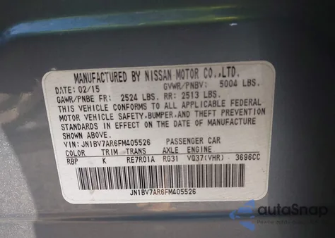 2015 Infiniti Q50 Sport from USA, damaged, VIN JN1BV7AR6FM405526